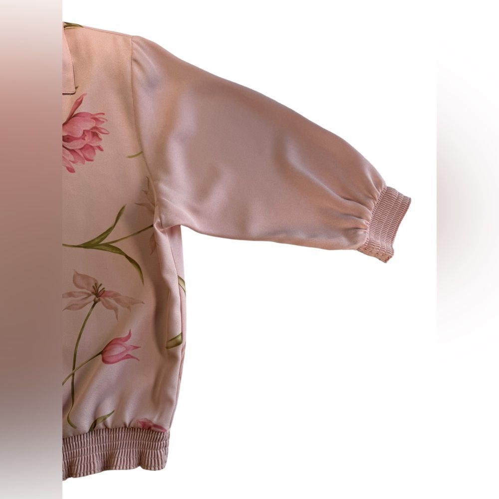 Graff Vintage Floral Pink Collared Blouse Made In Usa Size Medium View 4